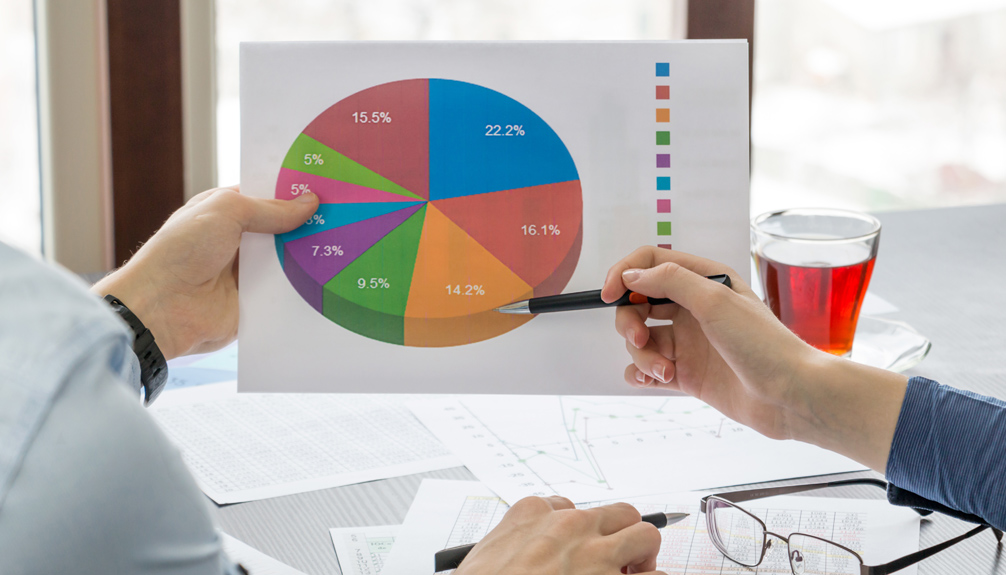 pie chart in the hands of young people